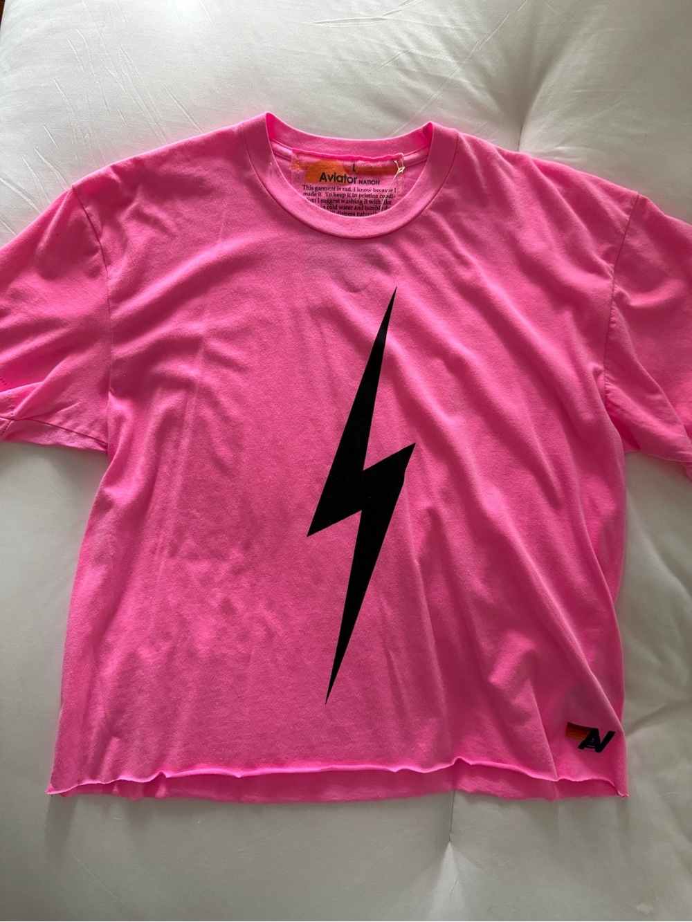 Aviator Nation Women’s Hot Pink Lightning Bolt Tee